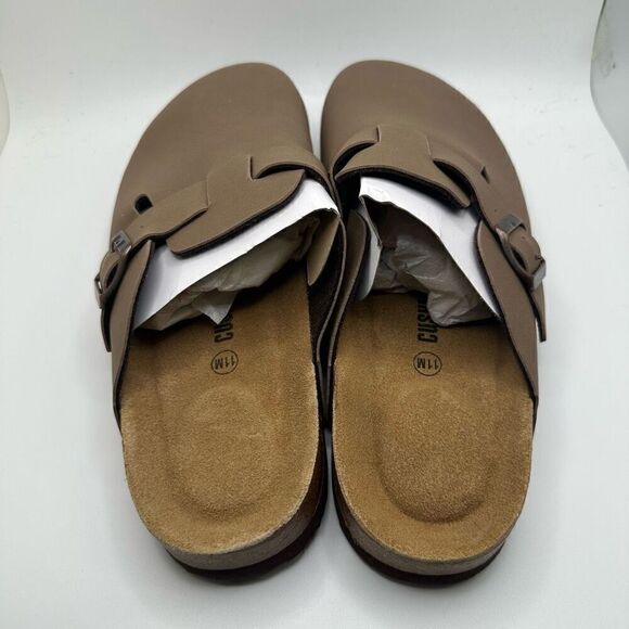 CUSHIONAIRE Women's Cork Footbed Clog with Genuine Leather Upper 11 BROWN NEW - Picture 4 of 7
